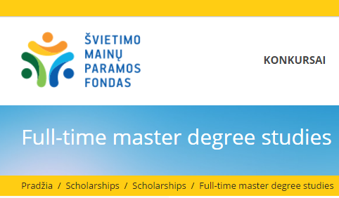 ლიტვის რესპუბლიკის განათლებისა და მეცნიერების სამინისტროს სრული სამაგისტრო სტიპენდიები